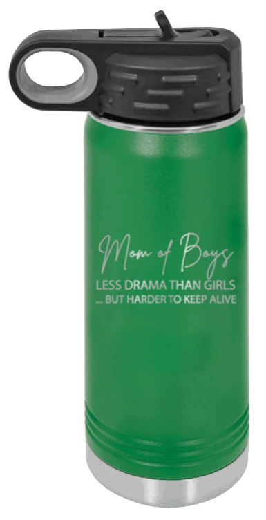Mom of Boys - 20oz Water Bottle Laser Engraved - Image 5