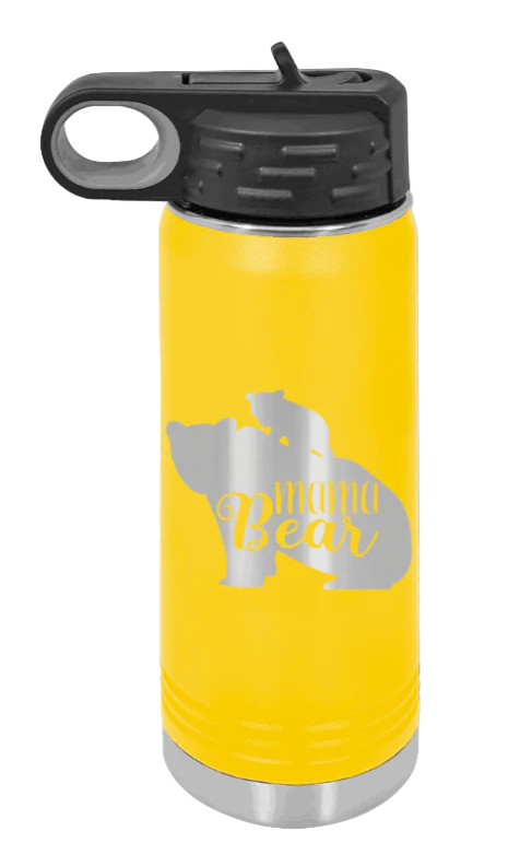 Mama Bear With Cub - 20oz Water Bottle Laser Engraved - Image 16