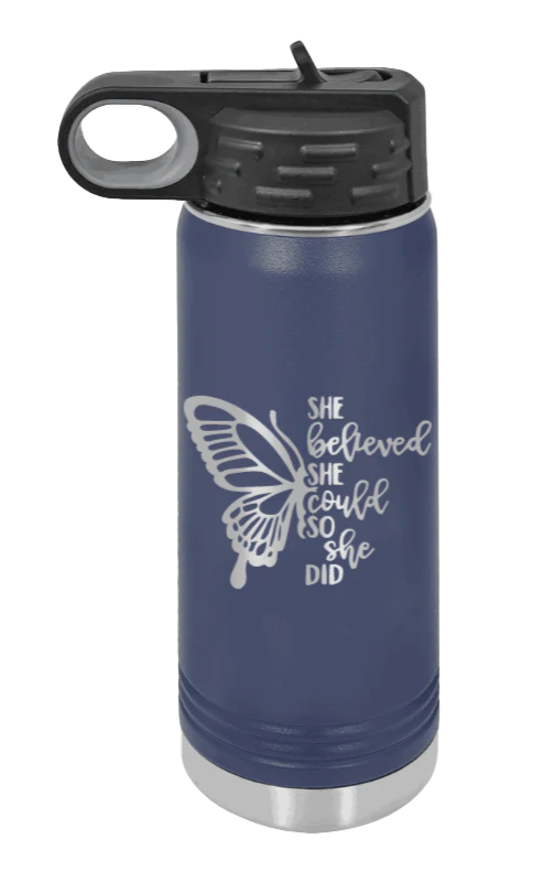She Believed She Could So She Did - 20oz Water Bottle Laser Engraved,, - Image 8