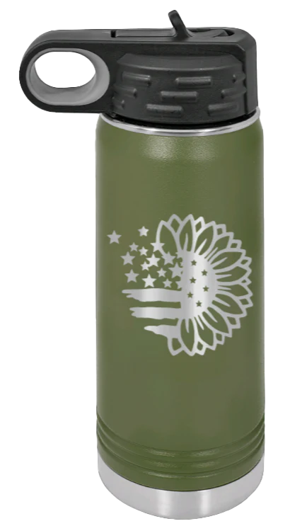 Sunflower Flag - 20oz Water Bottle Laser Engraved - Image 10