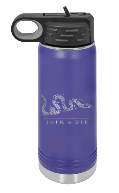 Join Or Die - 20oz Water Bottle Laser Engraved - Image 13