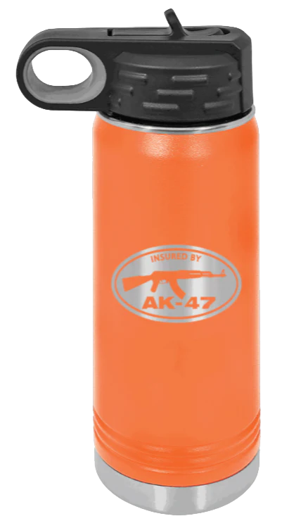 Insured By AK-47 - 20oz Water Bottle Laser Engraved - Image 11