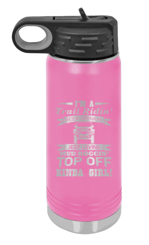 Trail Riding Jeep Girl - 20oz Water Bottle Laser Engraved - Image 12