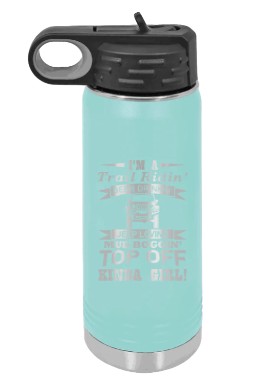 Trail Riding Jeep Girl - 20oz Water Bottle Laser Engraved - Image 15