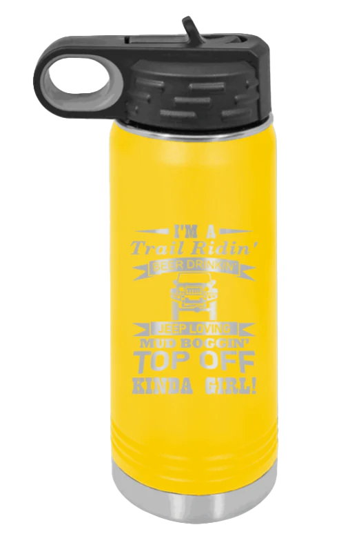 Trail Riding Jeep Girl - 20oz Water Bottle Laser Engraved - Image 17