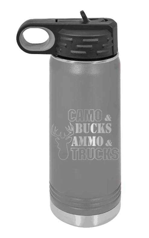 Camo and Bucks - 20oz Water Bottle - Image 4