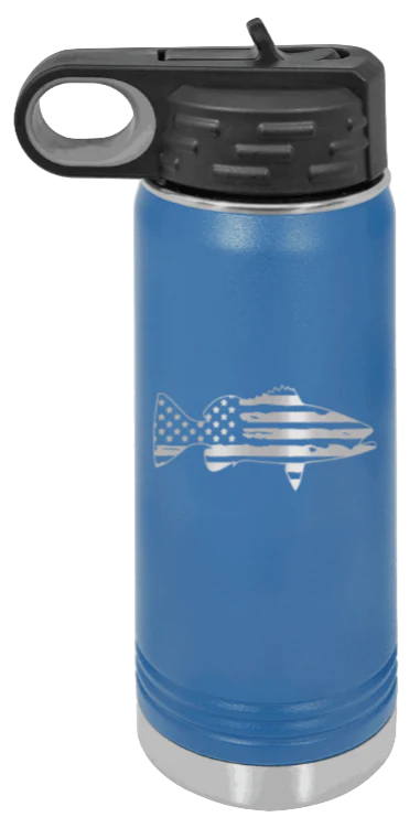 Distressed Flag Fish - 20oz Water Bottle - Image 2