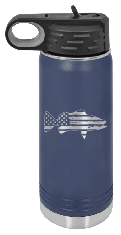 Distressed Flag Fish - 20oz Water Bottle - Image 9