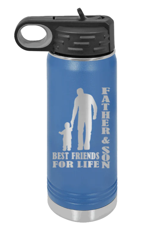 Father And Son Best Friends For Life - 20oz Water Bottle Laser Engraved - Image 2