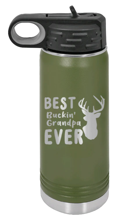 Best Buckin' Grandpa - 20oz Water Bottle Laser Engraved - Image 10