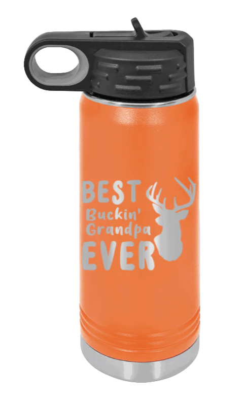 Best Buckin' Grandpa - 20oz Water Bottle Laser Engraved - Image 11