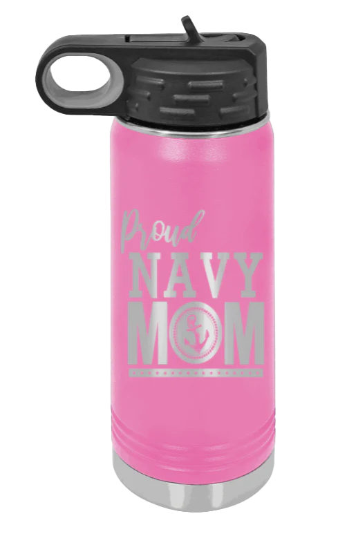 Navy Mom - 20oz Water Bottle Laser Engraved - Image 12