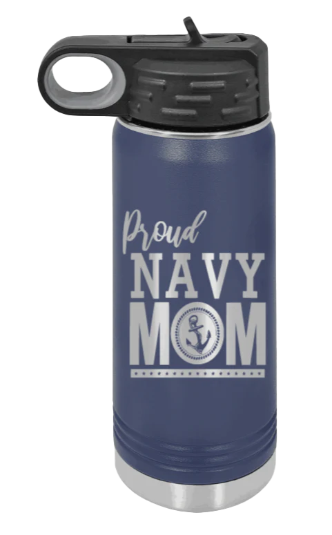 Navy Mom - 20oz Water Bottle Laser Engraved - Image 9