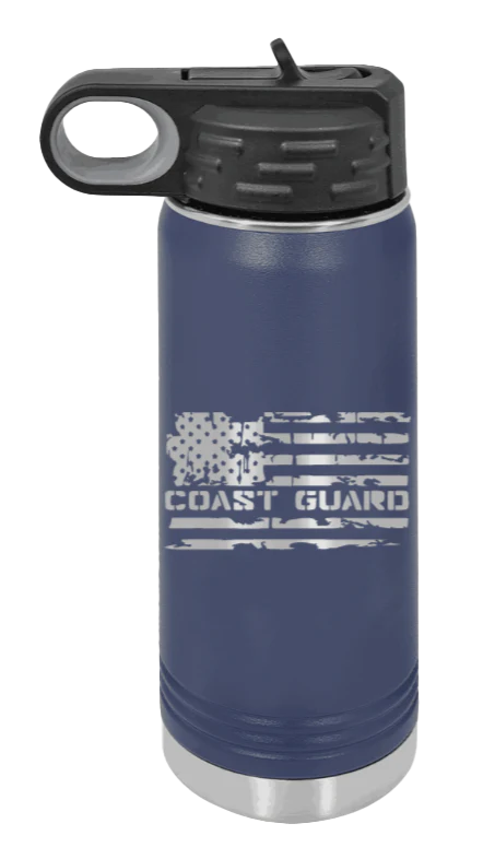 Coast Guard Flag - 20oz Water Bottle Laser Engraved - Image 9