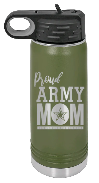 Army Mom - 20oz Water Bottle Laser Engraved - Image 10