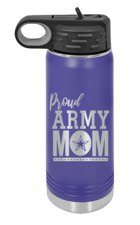 Army Mom - 20oz Water Bottle Laser Engraved - Image 13