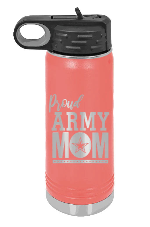Army Mom - 20oz Water Bottle Laser Engraved - Image 3
