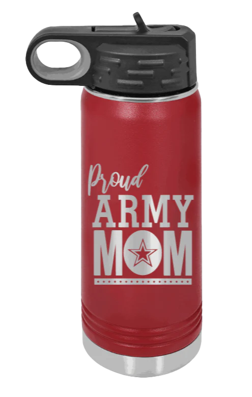 Army Mom - 20oz Water Bottle Laser Engraved - Image 8