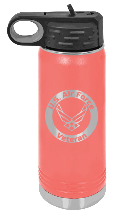 Air Force Veteran - 20oz Water Bottle Laser Engraved - Image 3