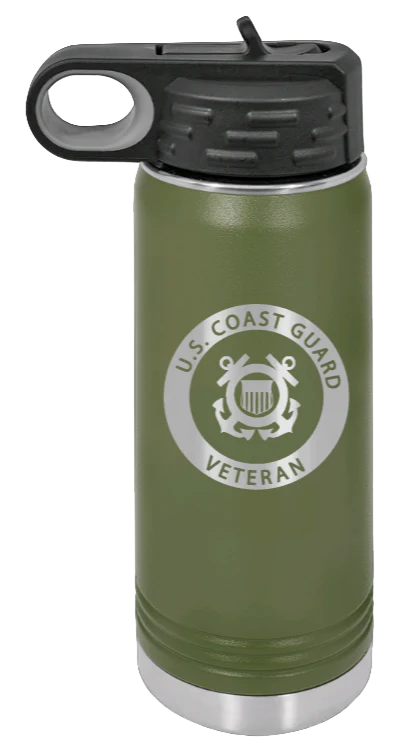 Coast Guard Veteran - 20oz Water Bottle Laser Engraved - Image 10