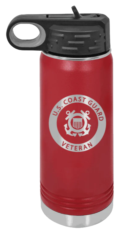 Coast Guard Veteran - 20oz Water Bottle Laser Engraved - Image 8
