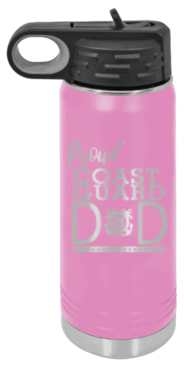 Coast Guard Dad - 20oz Water Bottle Laser Engraved - Image 7