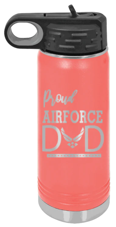 Air Force Dad - 20oz Water Bottle Laser Engraved - Image 3
