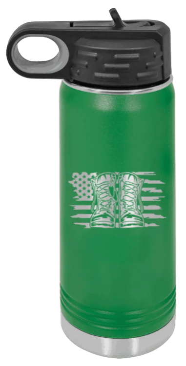 Combat Boots Flag - 20oz Water Bottle Laser Engraved - Image 5