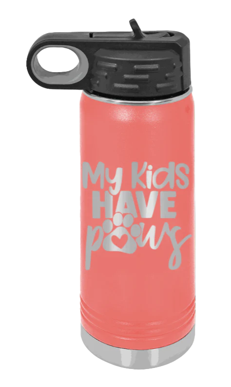 My Kids Have Paws - 20oz Water Bottle Laser Engraved - Image 3