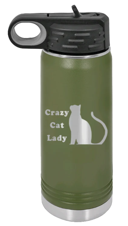 Crazy Cat Lady - 20oz Water Bottle Laser Engraved - Image 10
