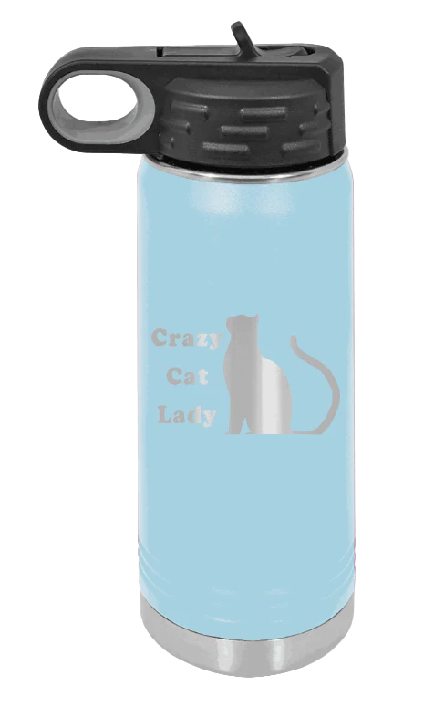 Crazy Cat Lady - 20oz Water Bottle Laser Engraved - Image 6
