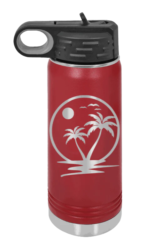 Palm Trees 2 - 20oz Water Bottle Laser Engraved - Image 8