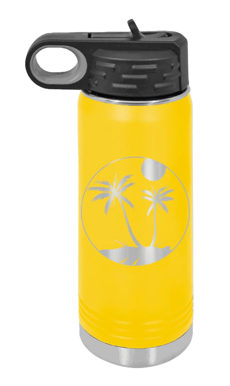 Palm Trees 3 - 20oz Water Bottle Laser Engraved - Image 17