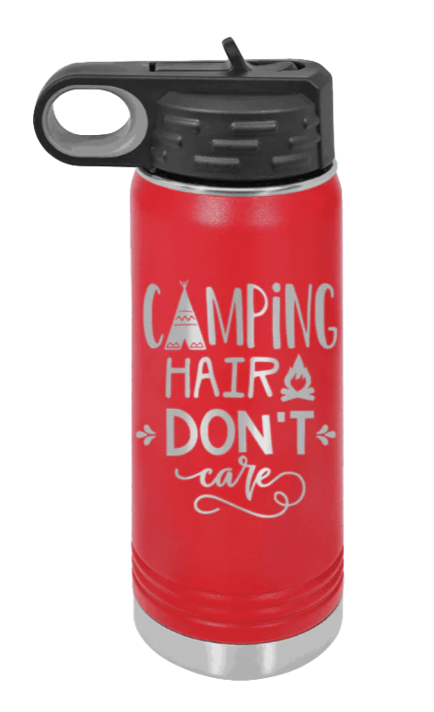 Camping Hair Don't Care - 20oz Water Bottle Laser Engraved - Image 14