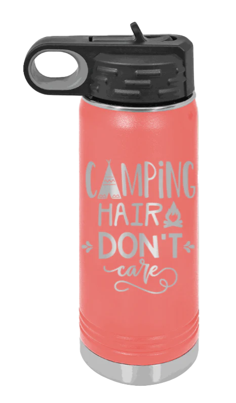 Camping Hair Don't Care - 20oz Water Bottle Laser Engraved - Image 3