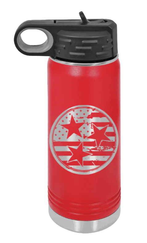 Tennessee Tristar Flag - 20oz Water Bottle Laser Engraved - Image 14