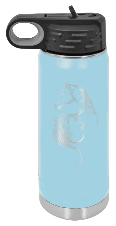 Floral Horse - 20oz Water Bottle Laser Engraved - Image 6