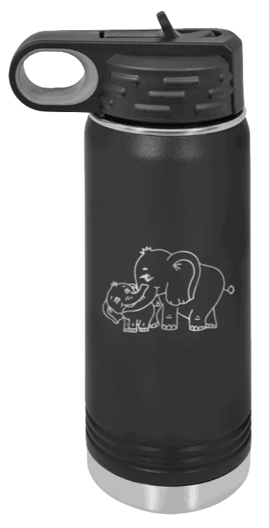 Elephants - 20oz Water Bottle Laser Engraved