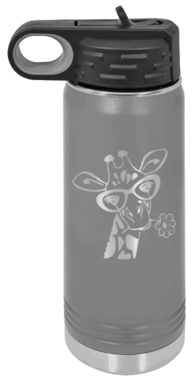 Giraffe 2 - 20oz Water Bottle Laser Engraved - Image 4