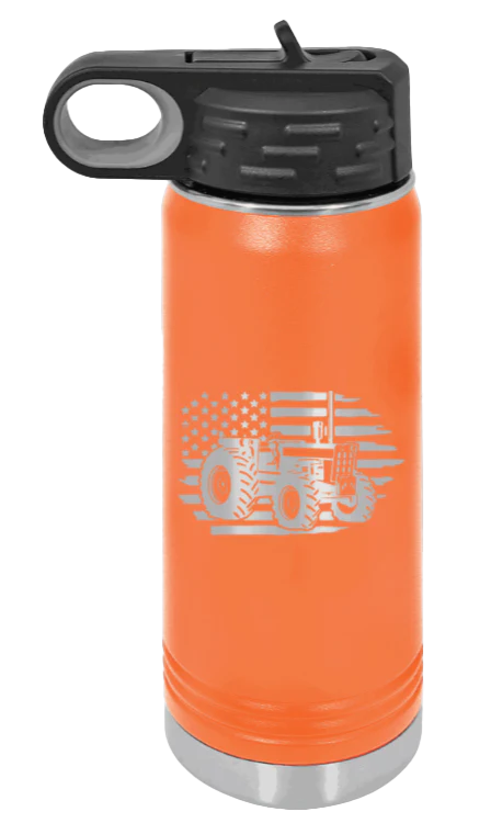 Tractor Flag - 20oz Water Bottle Laser Engraved - Image 11