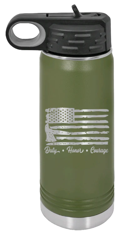 Firefighter Flag - 20oz Water Bottle Laser Engraved - Image 10