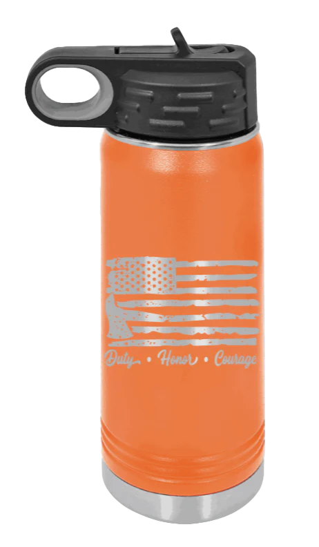 Firefighter Flag - 20oz Water Bottle Laser Engraved - Image 11