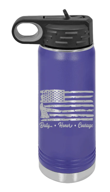 Firefighter Flag - 20oz Water Bottle Laser Engraved - Image 13