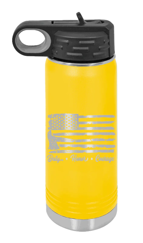 Firefighter Flag - 20oz Water Bottle Laser Engraved - Image 17