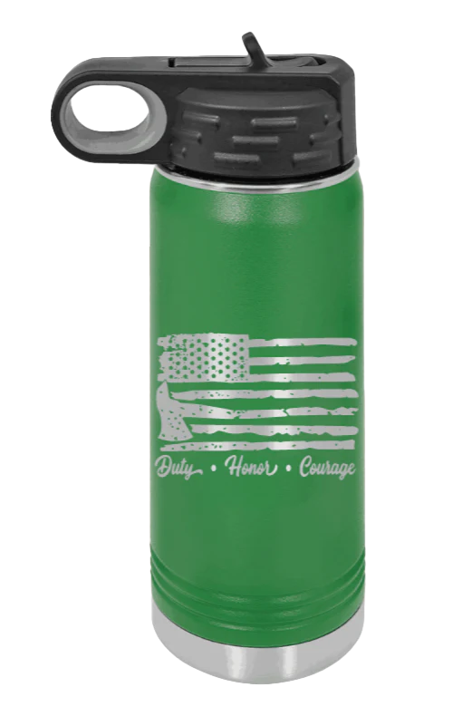 Firefighter Flag - 20oz Water Bottle Laser Engraved - Image 5