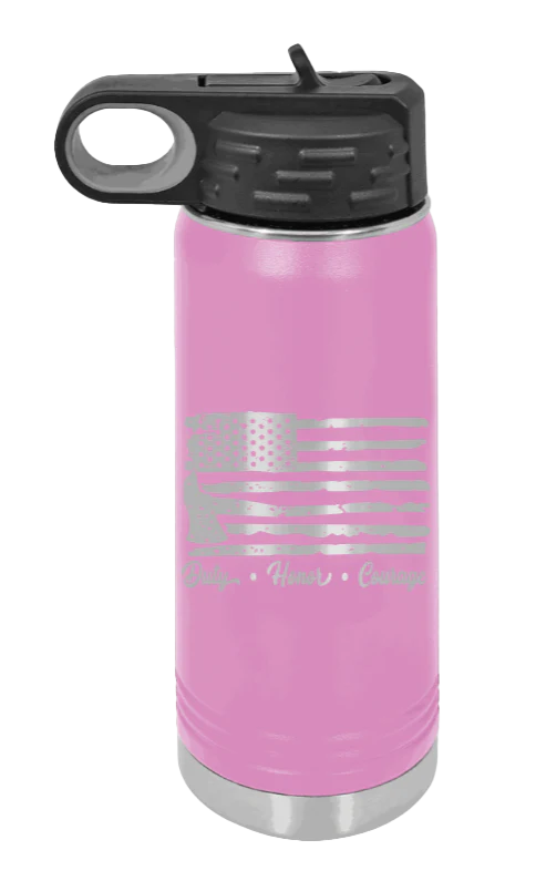 Firefighter Flag - 20oz Water Bottle Laser Engraved - Image 7