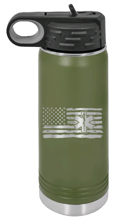 EMS Flag - 20oz Water Bottle Laser Engraved - Image 9