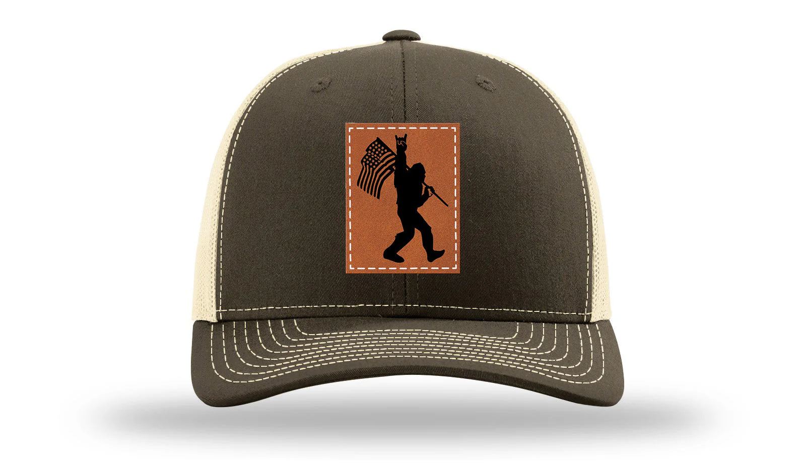 Sasquatch Flag Leather Patch Richardson 112 Hat - Image 17
