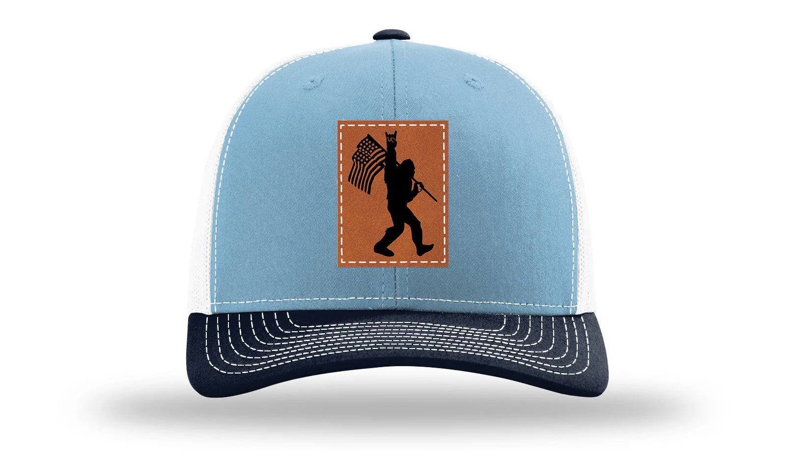 Sasquatch Flag Leather Patch Richardson 112 Hat - Image 34
