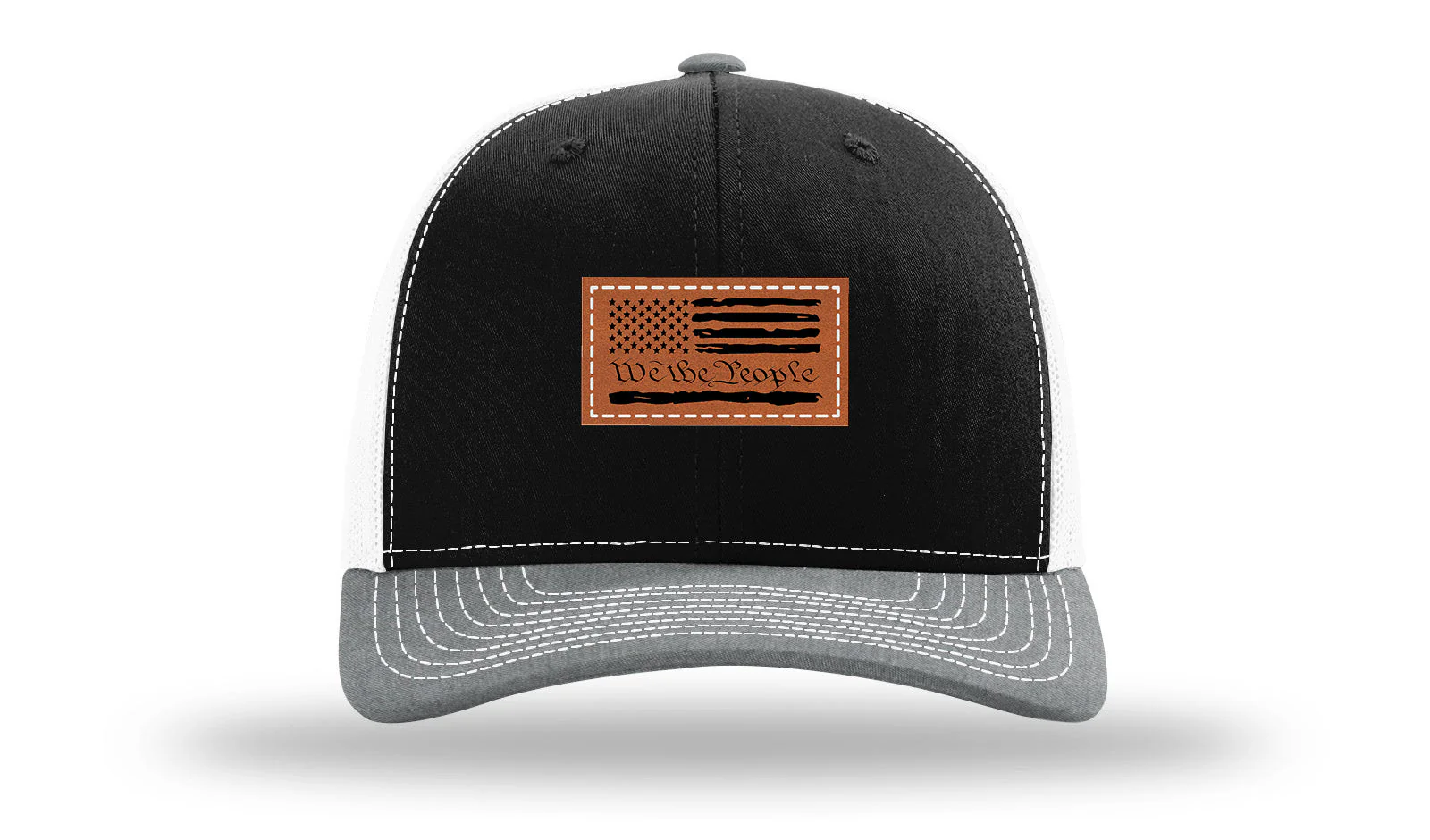 We The People Flag Leather Patch Richardson 112 Hat - Image 33